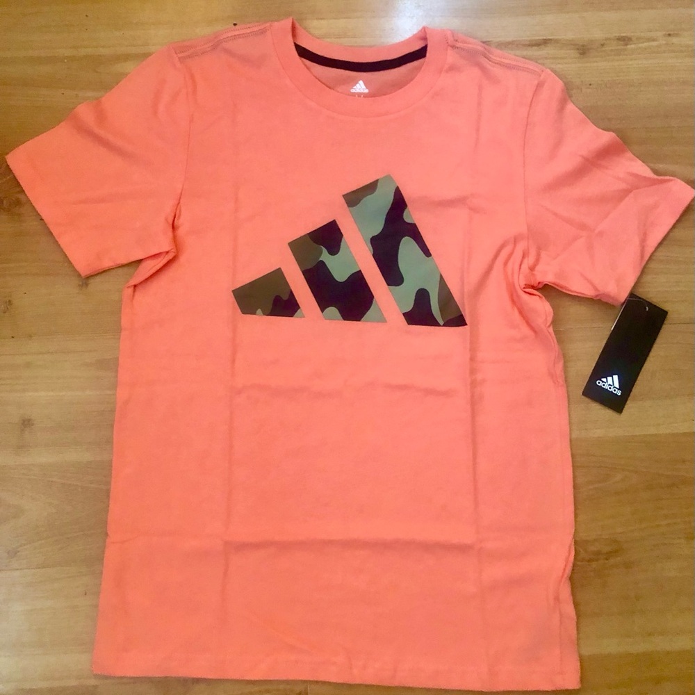 Adidas Kids Short Sleeve Camo Logo T-Shirt For Kids, Light Orange, Medium